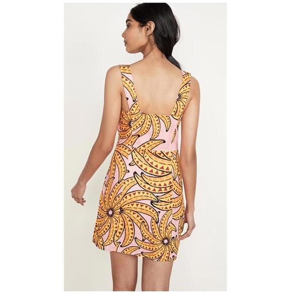 FARM Rio Banana Pitta Dress Women’s Medium – Pink Multi Linen Button Down Mini - Picture 4 of 8